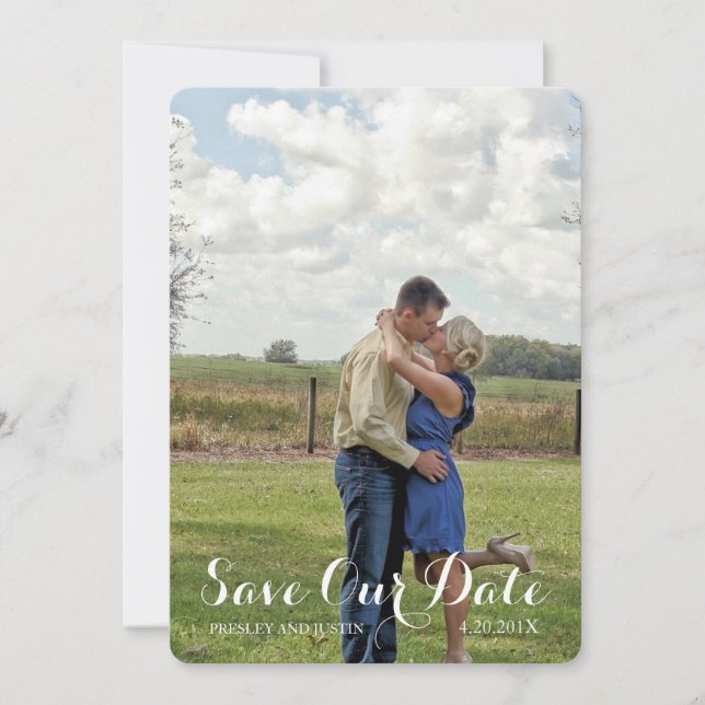 Country Rustic Heart Deer Liebe Hochzeit Foto Save The Date (Vorderseite)