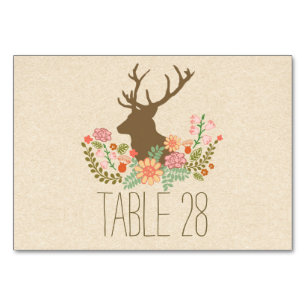 Country rustic Hochzeitskarte Tischnummer mit Hirs