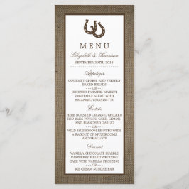 Country Rustic Horseshoe auf Burlap Wedding Menü Menükarte