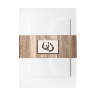 Country Rustic Horseshoe & Brown Wood Wedding Einladungsbanderole