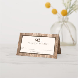Country Rustic Horseshoe & Brown Wood Wedding Platzkarte