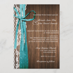 Country Rustic Lace Wood Wedding Einladung