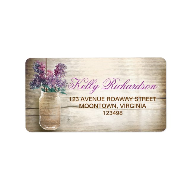 Country rustic lila Lilacke Adressetiketten (Vorne)
