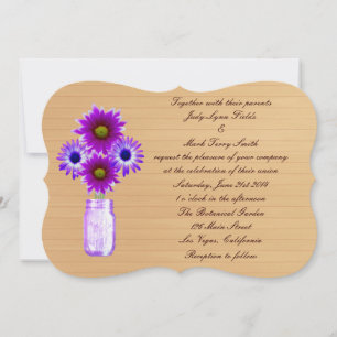 Country Rustic Lila Mason Jar Hochzeit Einladung