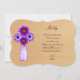 Country Rustic Lila Mason Jar Trauzeugin Card Einladung