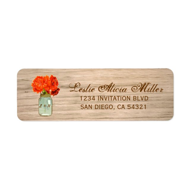 Country Rustic Mason Jar Blume Adresse Labels (Vorne)