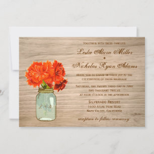 Country Rustic Mason Jar Blume Hochzeit Einladung
