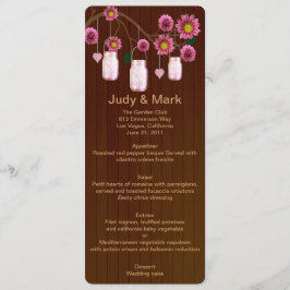 Country Rustic Mason Jars Mariage Carte Menu