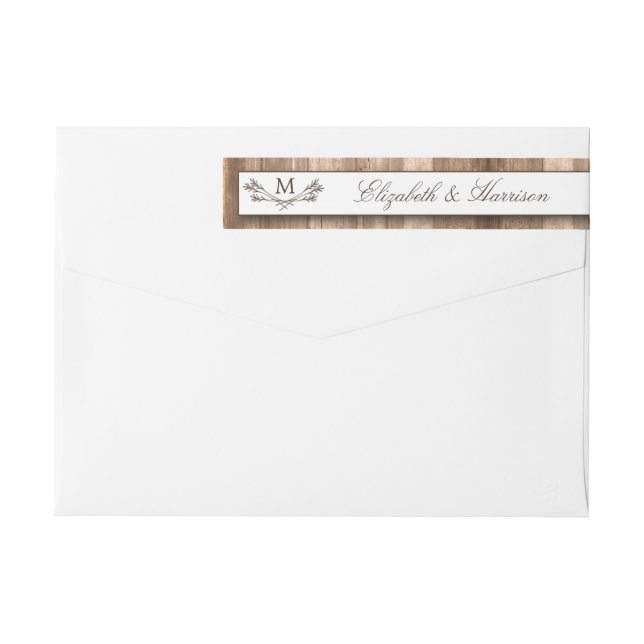 Country Rustic Monogram Branch & Wood Wedding (Rückseite)