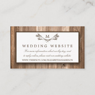 Country Rustic Monogram Branch & Wood Wedding Begleitkarte