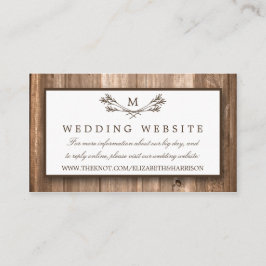 Country Rustic Monogram Branch & Wood Wedding Begleitkarte