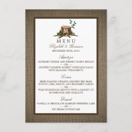 Country Rustic Monogram Tree & Burlap Wedding Menu Menükarte