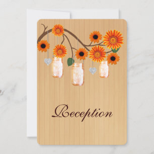 Country Rustic Orange Mason Jars Empfang Card Einladung
