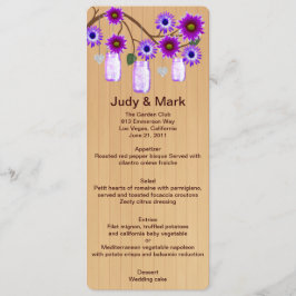Country Rustic Orange Mason Jars Wedding Menu Card Menükarte