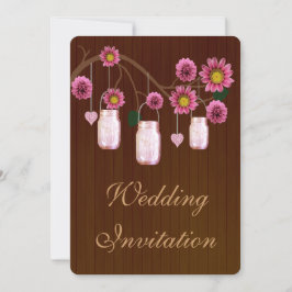 Country Rustic Pink Mason Jars Hochzeitseinladung Einladung