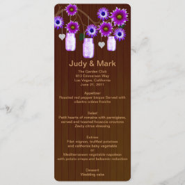 Country Rustic Purple Mason Jars Mariage Carte Men