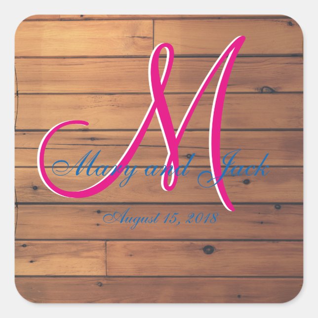 Country Rustic Ranch Stall Wall 3d Monogram Quadratischer Aufkleber (Vorderseite)