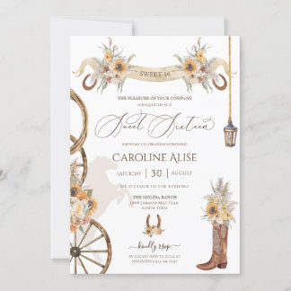 Country Rustic Ranch Western Sweet 16 Birthday Einladung