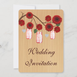 Country Rustic Red Mason Jars Hochzeit Einladung