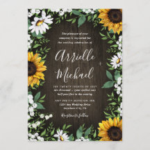 Country Rustic Sonnenblume Daisy Hochzeit Einladun