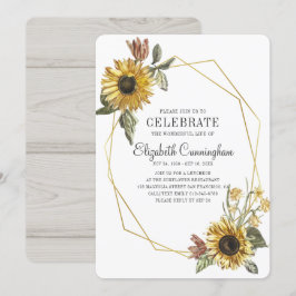 Country Rustic Sonnenblume Floral Geometric Memori Einladung