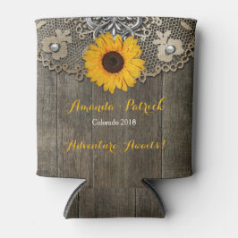 Country Rustic Sonnenblume Spitze Hochzeit Cooler Dosenkühler