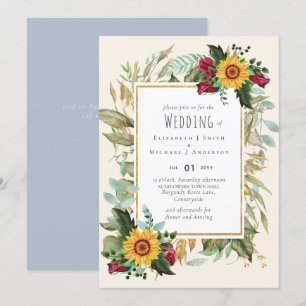 Country Rustic Sonnenblumen Burgund Rose Hochzeit