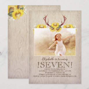 Country Rustic Sonnenblumen Geburtstag Foto Einladung