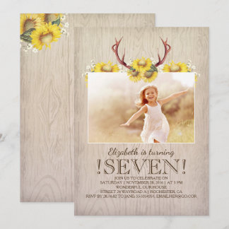 Country Rustic Sonnenblumen Geburtstag Foto Einladung