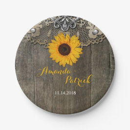 Country Rustic Sonnenblumen Hochzeitspapier Plakat Pappteller
