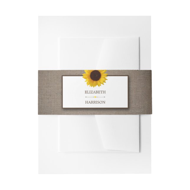 Country Rustic Sunflower & Burlap Wedge Einladungsbanderole (Vorderseite Beispiel)