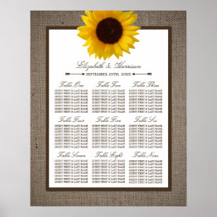 Country Rustic Sunflower & Burlap Wedge Poster