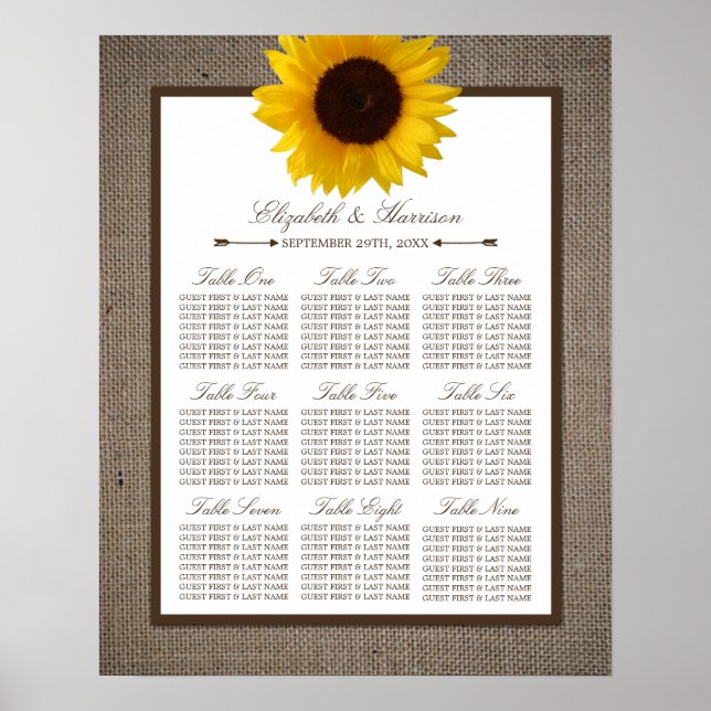 Country Rustic Sunflower & Burlap Wedge Poster (Vorne)