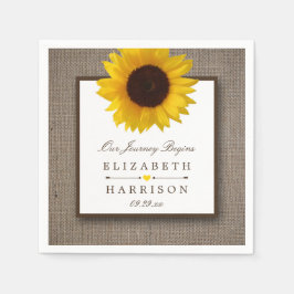 Country Rustic Sunflower & Burlap Wedge Serviette