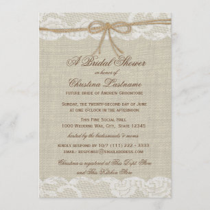 Country Rustic und Lace Wedding Brautparty Einladung