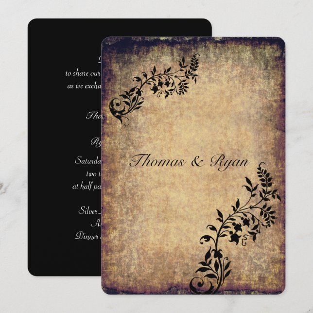 Country Rustic, Vintage Paper, Wedding Einladung (Vorne/Hinten)