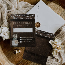Country Rustic Wood Barrel Wedding RSVP Card Karte