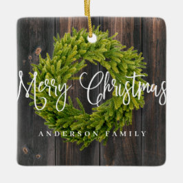 Country Rustic Wood frohe Weihnachtsgrüße Keramikornament