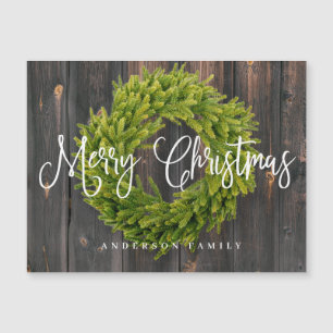 Country Rustic Wood frohe Weihnachtsgrüße Magnetkarte