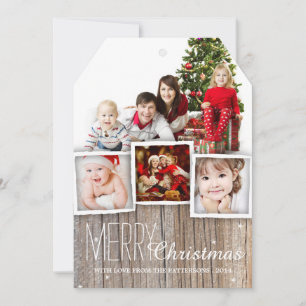 Country Rustic Wood Joyeux Carte photo de Noël