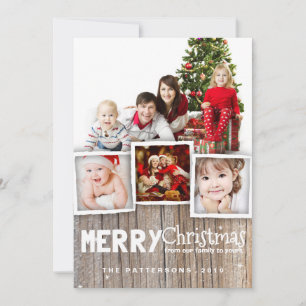Country Rustic Wood Joyeux Carte photo de Noël