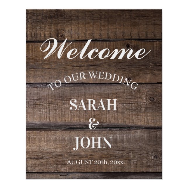 Country Rustic Wood Wedding Willkommensfeier Poster (Vorderseite)