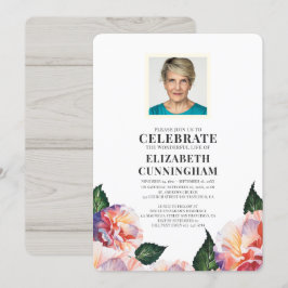 Country Rustico Florals Foto Memorial Einladung