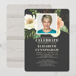 Country Rustico Florals Foto Memorial Einladung