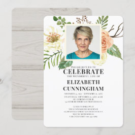 Country Rustico Florals Foto Memorial Einladung