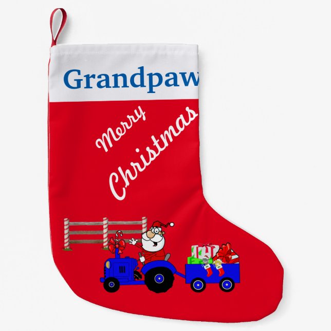 Country Santa on Traktor Weihnachten Strumpf Kleiner Weihnachtsstrumpf (Vorderseite)