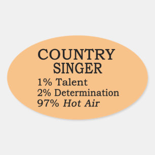 Country Singer Hot Air Oval Aufkleber