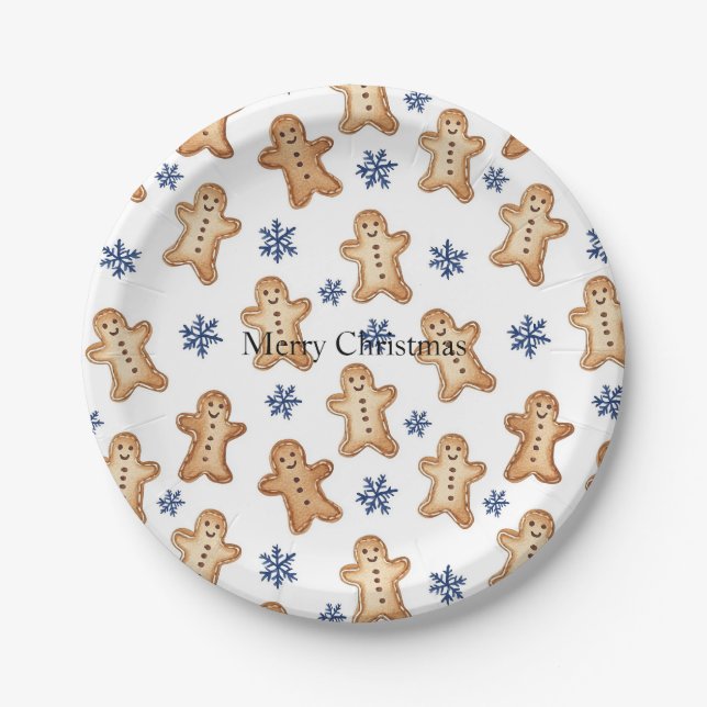 Country Snowflakes Gingerbread Cookies Christmas Pappteller (Vorderseite)