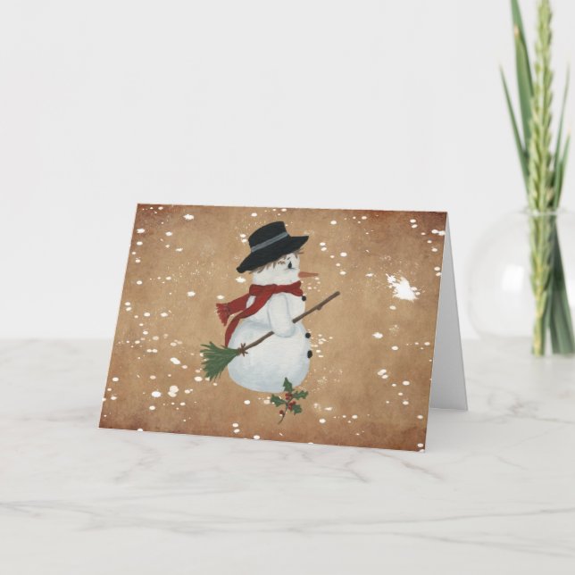 Country Snowman - Carte de Noël (Devant)