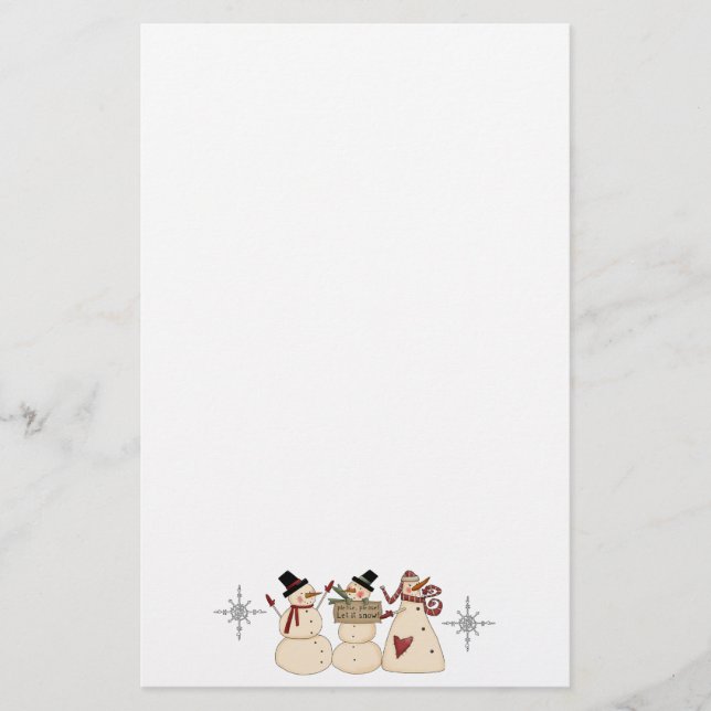 Country Snowman Stationery Briefpapier (Vorderseite)